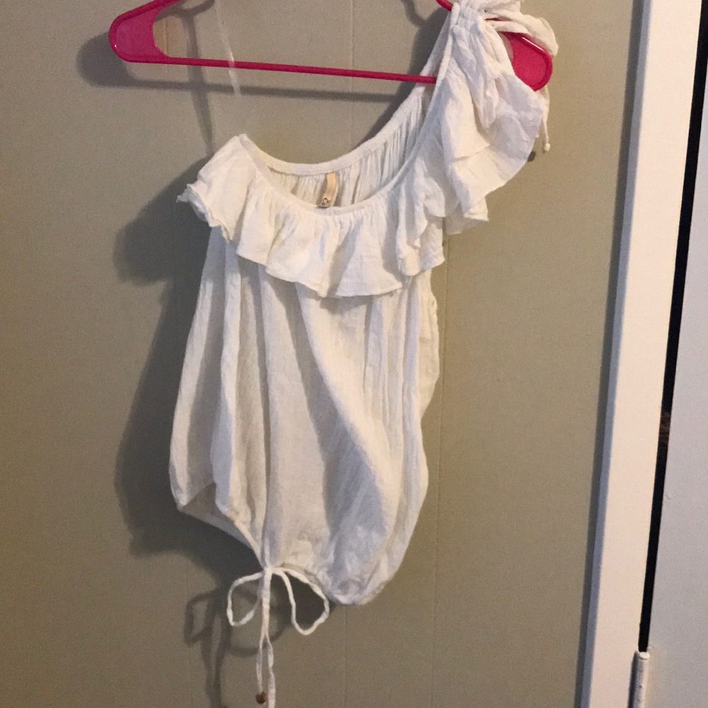 One shoulder white blouse